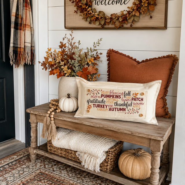 PANEL ONLY: RECTANGLE  Autumn Thanksgiving Pumpkins Cider Bless Gratitude Football FALL SUBWAY ART