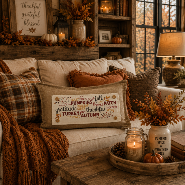 PANEL ONLY: RECTANGLE  Autumn Thanksgiving Pumpkins Cider Bless Gratitude Football FALL SUBWAY ART