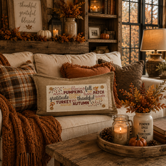 PANEL ONLY: RECTANGLE  Autumn Thanksgiving Pumpkins Cider Bless Gratitude Football FALL SUBWAY ART
