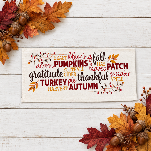 PANEL ONLY: RECTANGLE  Autumn Thanksgiving Pumpkins Cider Bless Gratitude Football FALL SUBWAY ART