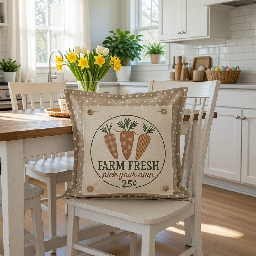 MISFIT  PANEL ONLY: SQUARE Spring, Summer, Harvest Veggies, Bunny Food, Garden; FARM FRESH CARROTS