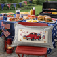 PANEL ONLY: RECTANGLE Summer; Father's Day Dad Fireworks Vintage Classic Old Red Truck; FIREWORK TRUCK