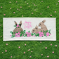 PANEL ONLY: RECTANGLE Spring Flowers Hop Chocolate Bunny Happy Easter Bunnies Garden; FLORAL RABBIT