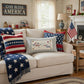 NEW! GLITTER PANEL ONLY: RECTANGLE throw pillow Summer BBQ American America red white blue Old Glory Sparkly SEA TO SHINING SEA