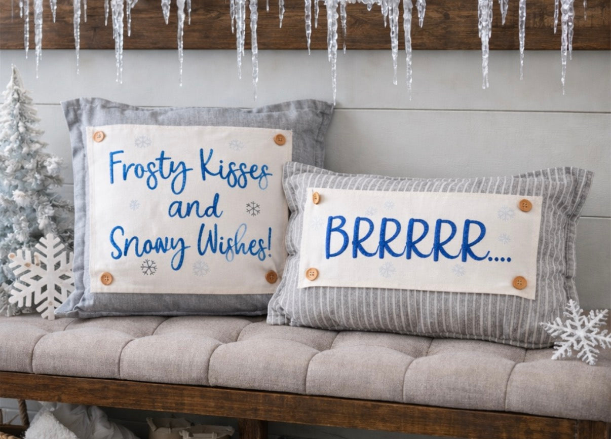 PANEL ONLY: 
SQUARE Glitter Seasonal Panel: Winter Blue Ice Sparkle Twinkle Bling Glitz Confetti Christmas; FROSTY KISSES