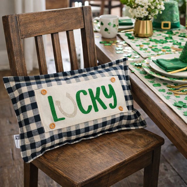 GLITTER PANEL ONLY:  RECTANGLE, Irish Kisses & Shamrock Wishes; Spring St. Patrick's Day, GLITTER LUCKY