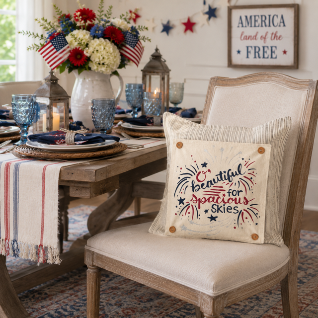 GLITTER PANEL ONLY: SQUARE Summer Fall Spring Patriotic Military Veteran God Bless USA July 4th Sept 11 Remembrance Independence American Farmhouse America Hymn Song Beautiful GLITTER SPACIOUS SKIES