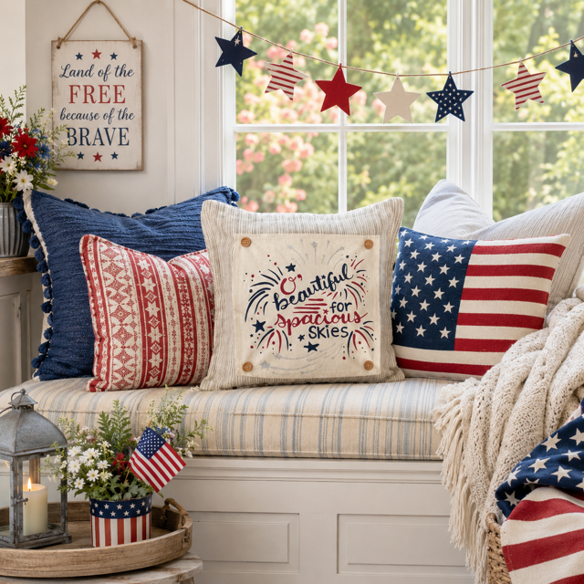 GLITTER PANEL ONLY: SQUARE Summer Fall Spring Patriotic Military Veteran God Bless USA July 4th Sept 11 Remembrance Independence American Farmhouse America Hymn Song Beautiful GLITTER SPACIOUS SKIES