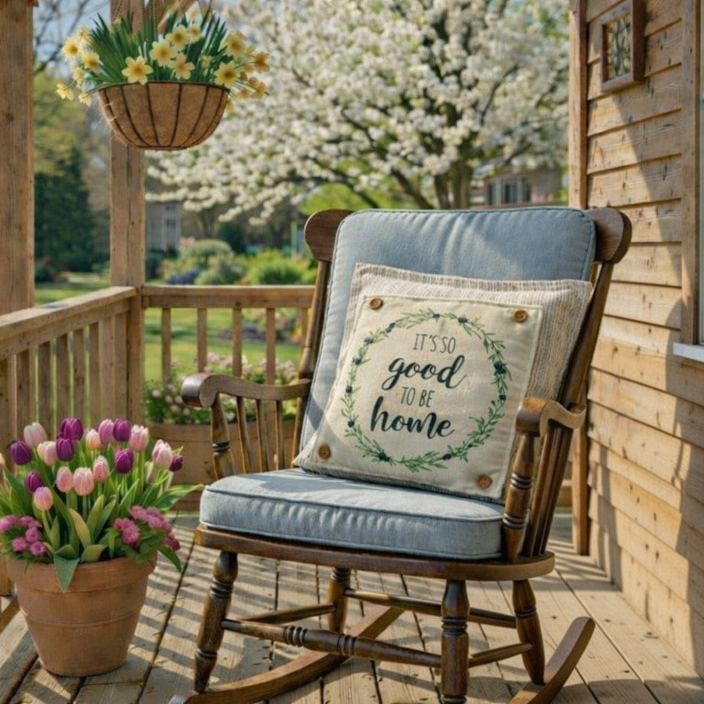 PANEL ONLY: SQUARE Entry, Garden, Between Holidays, House Warming, Host, Mother's Day Neutral; HOME WREATH