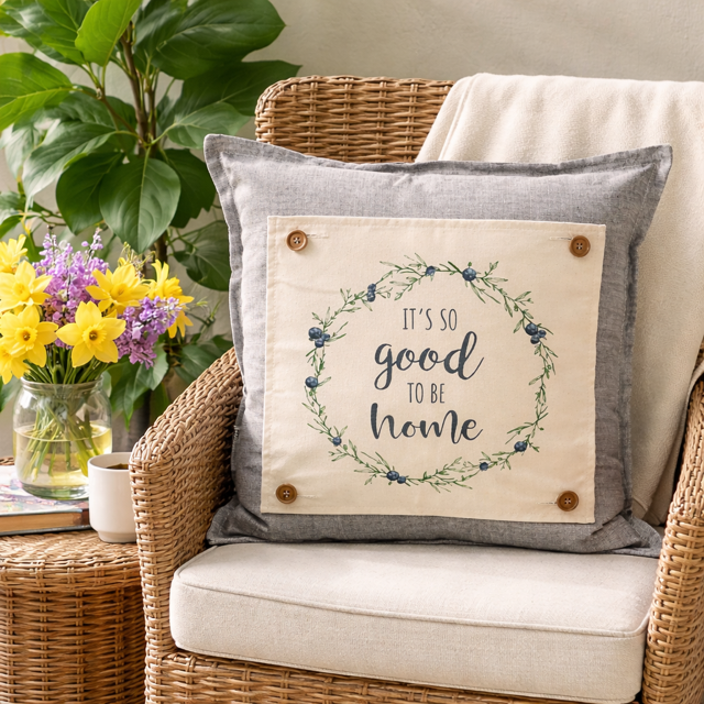 PANEL ONLY: SQUARE Entry, Garden, Between Holidays, House Warming, Host, Mother's Day Neutral; HOME WREATH