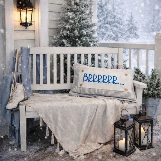 PANEL ONLY:  RECTANGLE NEW!  Glitter Holiday Panel: Winter January Christmas Blue Brr Cold Snowflake Silver BRRR