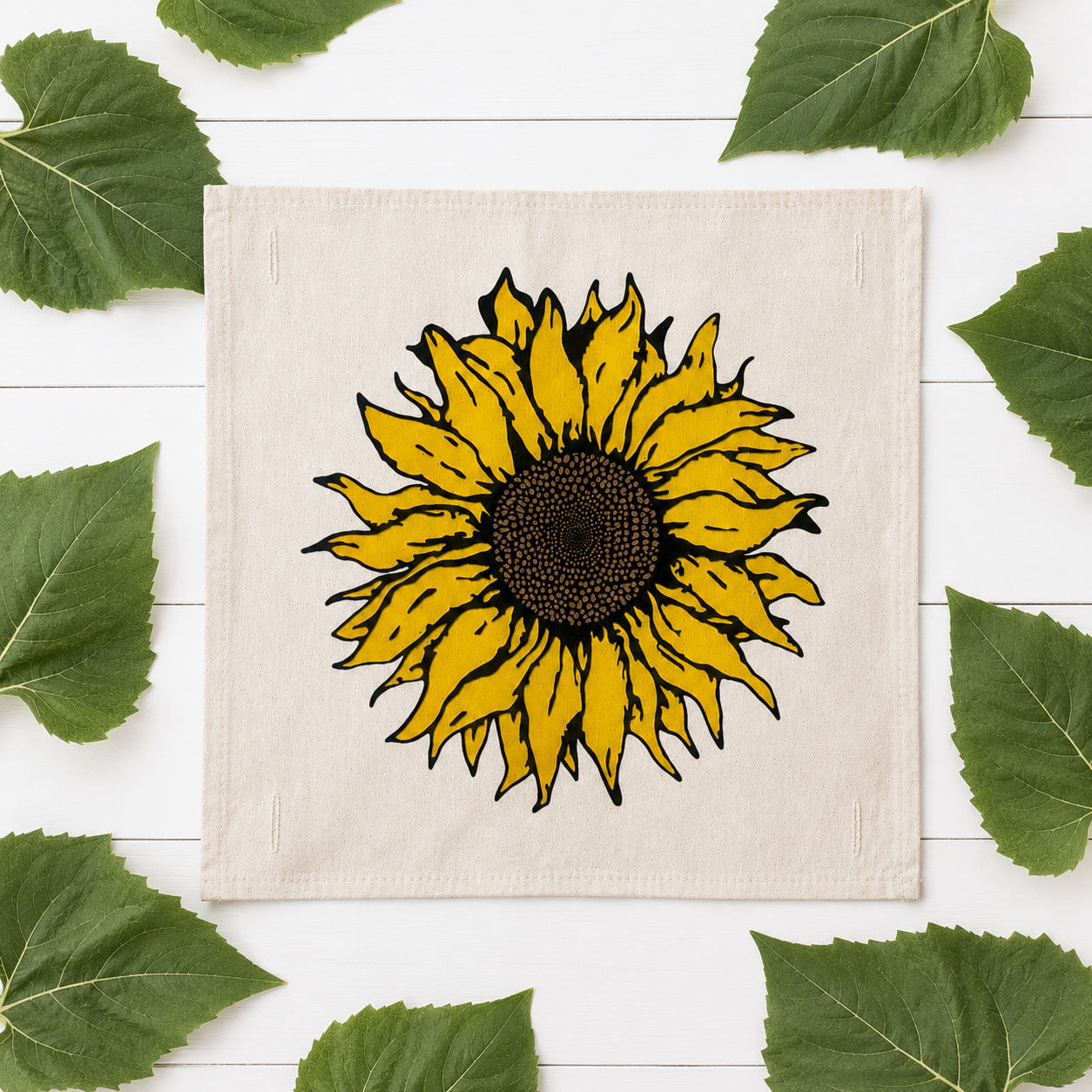 NEW!  PANEL ONLY: SQUARE Fall Autumn summer yellow SUNFLOWER HEAD