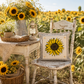 NEW!  PANEL ONLY: SQUARE Fall Autumn summer yellow SUNFLOWER HEAD