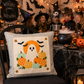 NEW!  PANEL ONLY: SQUARE Holiday Panel: Fall, Autumn Halloween October GHOST COSTUME in PUMPKIN PATCH