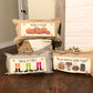 SEASONAL BUNDLE SET: Burlap Idaho Potato Farm Sack Bag Pillow  (comes with insert and these 4 panels inside back pocket); Winter Spring Summer Fall Autumn: DEER, BUNNY HOP EASTER, HOME SWEET HIVE BEE, THANKFUL PUMPKINS,