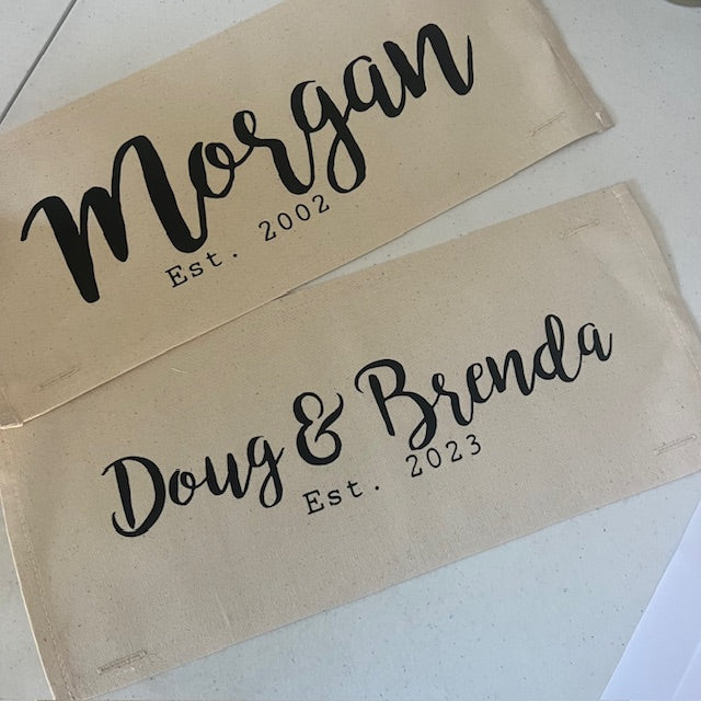 NEW! Custom FALL Wedding Gift Bundle:  3 seasons + CHARCOAL/GALVINIZED STRIPES pillow + custom last name panel & TRACTOR / SLEIGH RIDES / CUSTOM LAST NAME PANEL