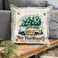 GIFT GUIDE:  FOR THE TRADITIONAL CHRISTMAS MOVIE LOVERS!   SQUARE GIFT SET: PERSONALIZED GLITTER CHRISTMAS TREE STATIONWAGON AND SQUARE CHARCOAL PILLOW