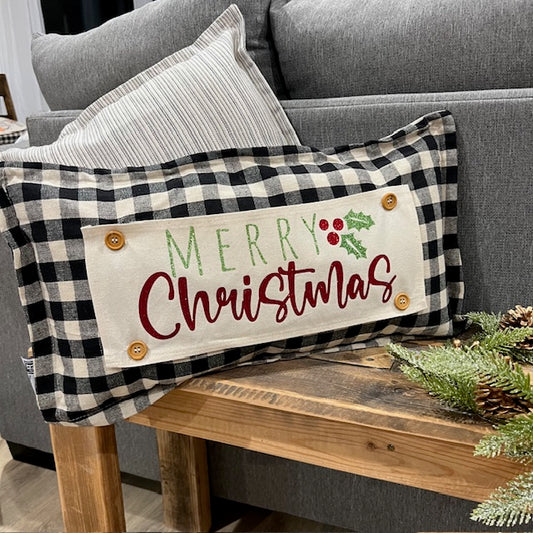 GLITTER PANEL ONLY: RECTANGLE Winter  Mistletoe MERRY CHRISTMAS HOLLY BERRY