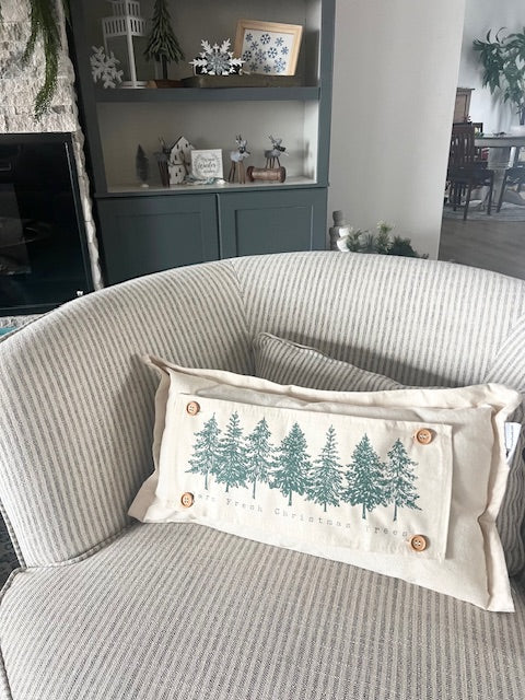 NEW! Custom WINTER Wedding Gift Bundle:  GRAY TICKING STRIPE pillow + custom last name, EVERGREENS / BE MY VALENTINE / CUSTOM PANEL