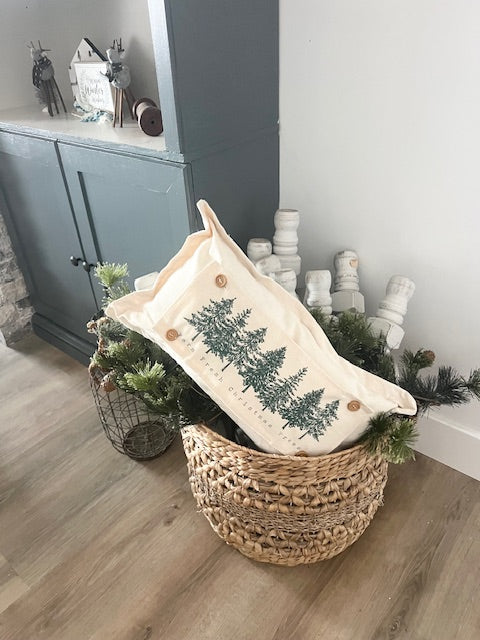 NEW! Custom WINTER Wedding Gift Bundle:  GRAY TICKING STRIPE pillow + custom last name, EVERGREENS / BE MY VALENTINE / CUSTOM PANEL