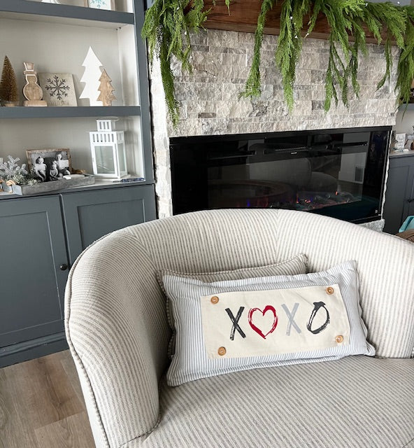 NEW! WINTER 26 Bundle:  GRAY TICKING STRIPE pillow, SNOWMAN SCARVES, XOXO, PASTEL EGGS