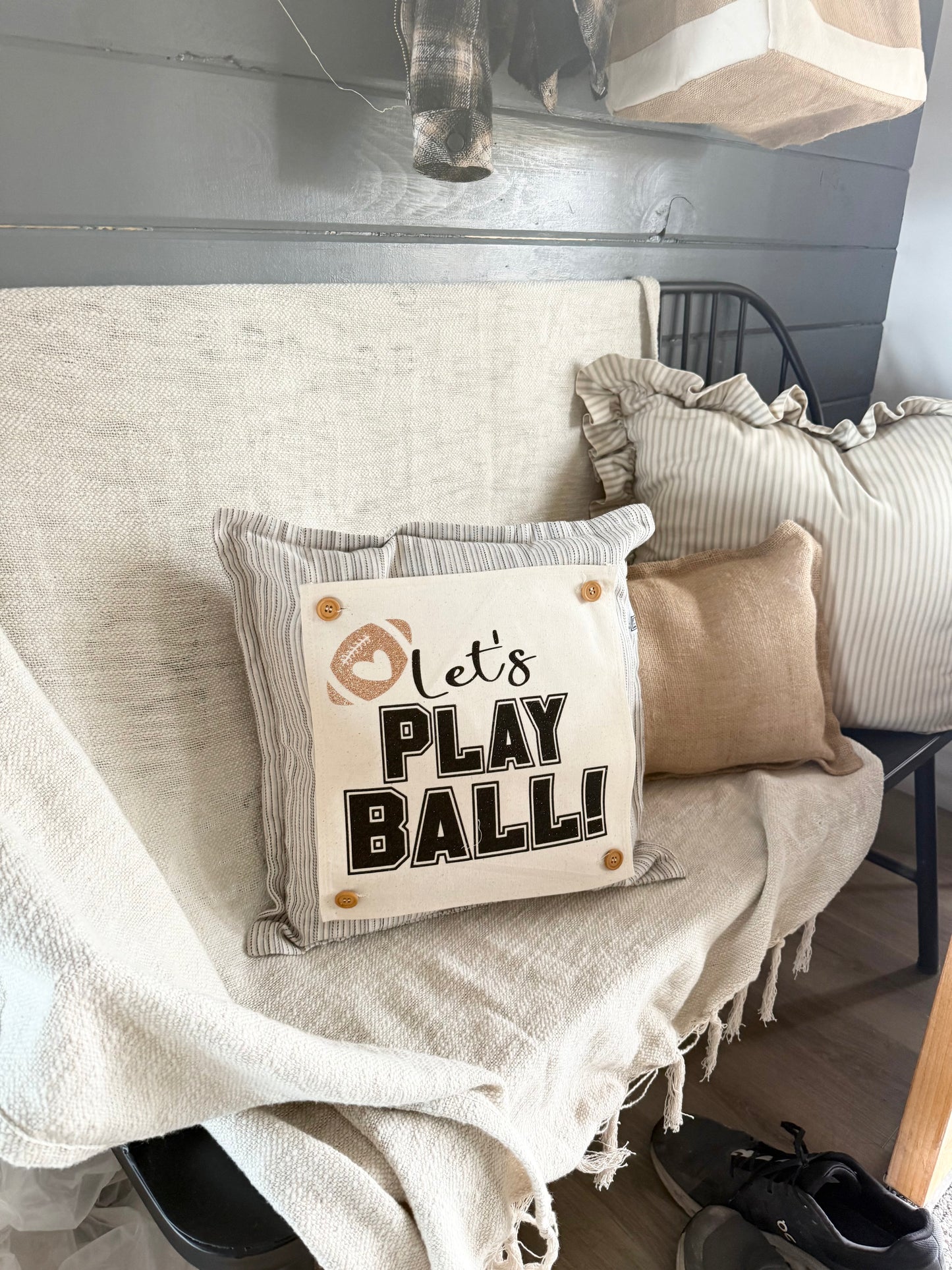 Glitter Square Panel:  Play Ball Football Baseball Softball SUPERBOWL Special Events Panel: TEAM NAME SUPERBOWL PARTY Winter Spring Summer Fall Football Team Autumn; Sports Glitter Football or Baseball PLAY BALL