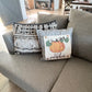 GIFT GUIDE:  PERFECT FOR THE ONE WHO HAS EVERYTHING!   SQUARE  SET: TICKING STRIPES PILLOW (comes with foam insert and these 4 panels in back pocket); Winter Spring Summer Fall Autumn: SKI BENCH, HELLO PUMPKIN, LAND THAT I LOVE, SPRING DRIED FLOWERS