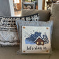 SQUARE Holiday Panel: Christmas Family Tradition Snow Scene Winter Wonderland Resort Downhill  SKI LODGE