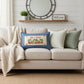 PILLOW ONLY RECTANGLE denim country blue with white polka dots: BLUE POLKA-DOT PILLOW (with fluffy insert)