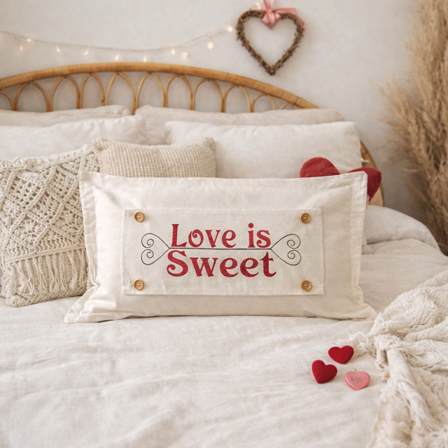 GLITTER PANEL ONLY:  RECTANGLE Glitter Holiday Panel: Winter, Valentines Cherry Pink, Love, Spouse, Partner; LOVE IS SWEET