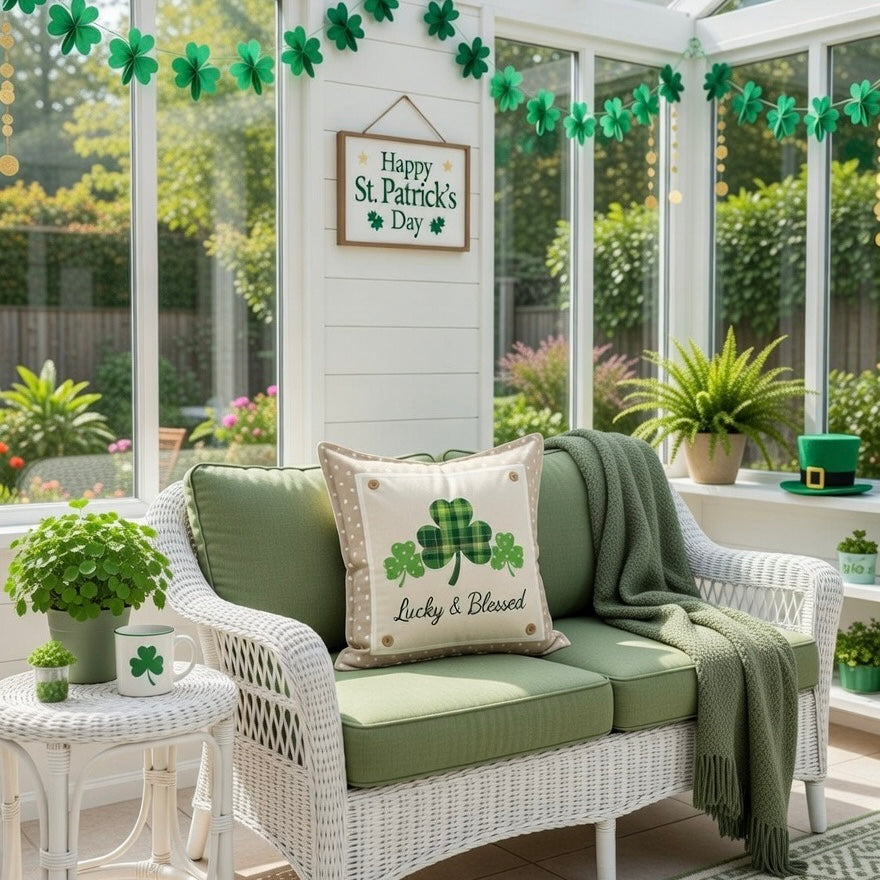 PANEL ONLY: SQUARE, Irish Kisses & Shamrock Wishes; Spring St. Patrick's Day, LUCKY AND BLESSED