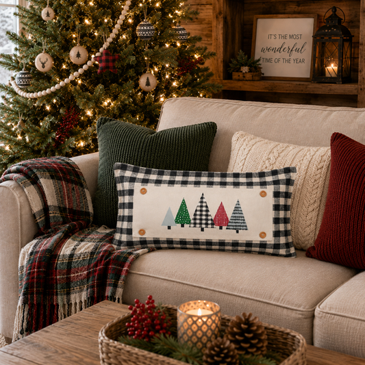 PANEL ONLY:  RECTANGLE Holiday Panel: Winter Ugly Sweater; Christmas Tree MUSIC NOTES TREES