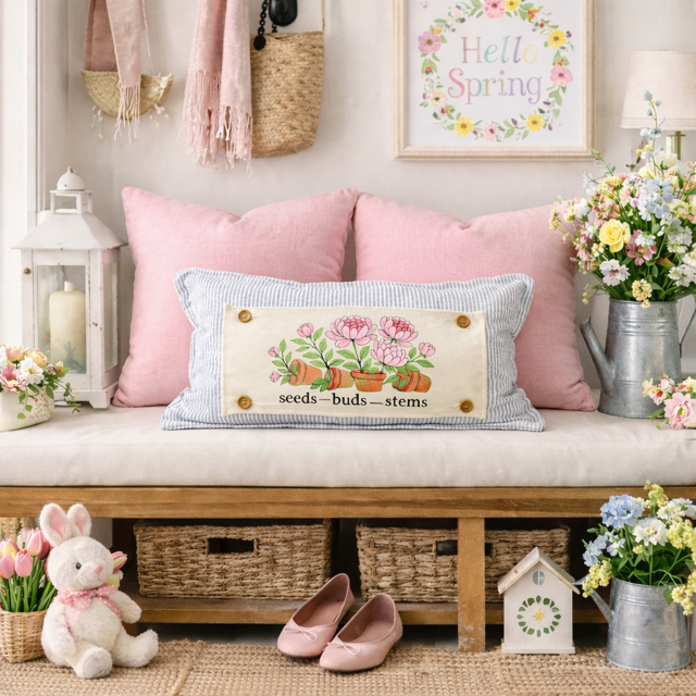 PANEL ONLY: RECTANGLE Spring, Summer, Floral, Garden Lover, Plants, Flowers; PINK  PEONIES in POTS