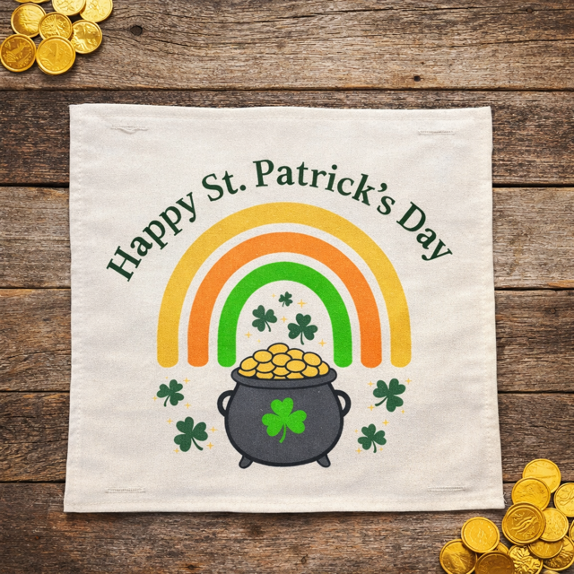 PANEL ONLY: SQUARE, Irish Kisses & Shamrock Wishes; Spring St. Patrick's Day, SQUARE RAINBOW POT OF GOLD