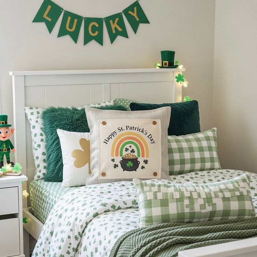 PANEL ONLY: SQUARE, Irish Kisses & Shamrock Wishes; Spring St. Patrick's Day, SQUARE RAINBOW POT OF GOLD