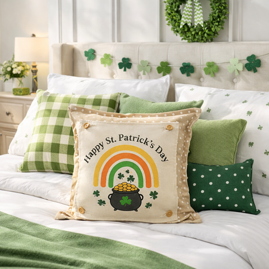 PANEL ONLY: SQUARE, Irish Kisses & Shamrock Wishes; Spring St. Patrick's Day, SQUARE RAINBOW POT OF GOLD