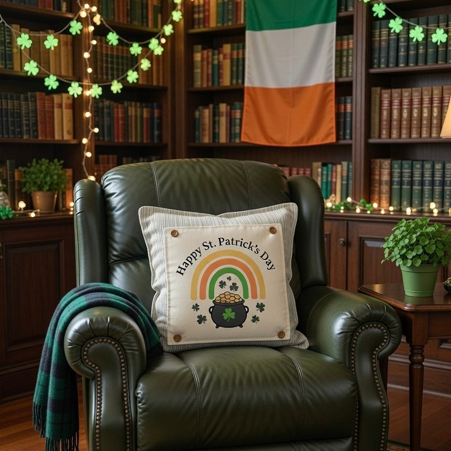 PANEL ONLY: SQUARE, Irish Kisses & Shamrock Wishes; Spring St. Patrick's Day, SQUARE RAINBOW POT OF GOLD