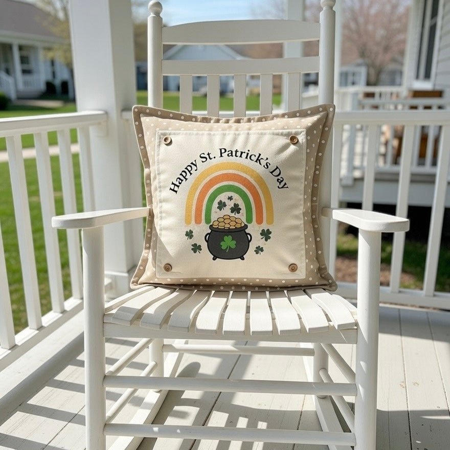 PANEL ONLY: SQUARE, Irish Kisses & Shamrock Wishes; Spring St. Patrick's Day, SQUARE RAINBOW POT OF GOLD