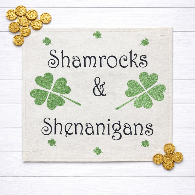 GLITTER PANEL ONLY: SQUARE, Irish Kisses & Shamrock Wishes; Spring St. Patrick's Day, SHAMROCKS & SHENANIGANS