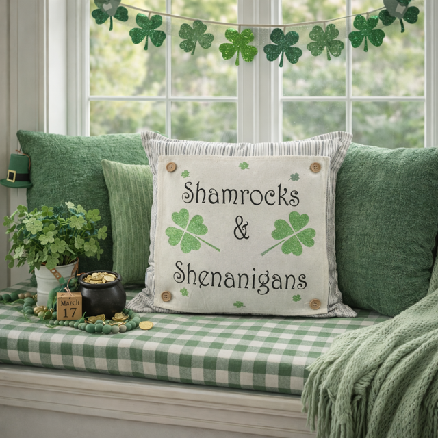 GLITTER PANEL ONLY: SQUARE, Irish Kisses & Shamrock Wishes; Spring St. Patrick's Day, SHAMROCKS & SHENANIGANS