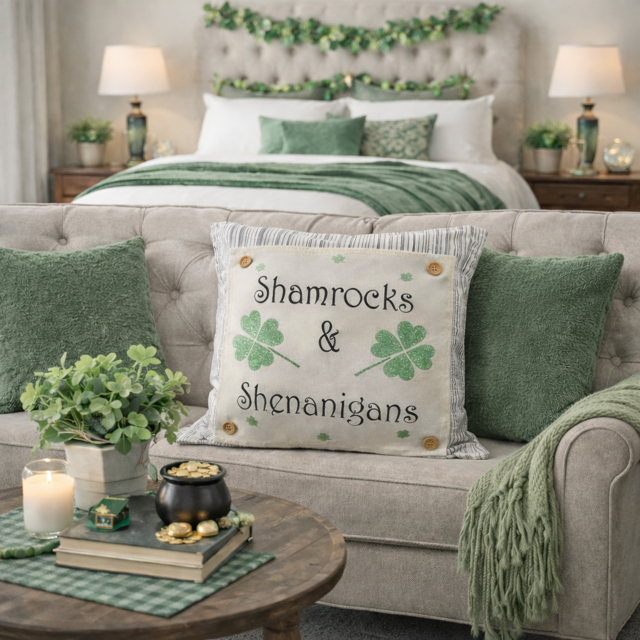 GLITTER PANEL ONLY: SQUARE, Irish Kisses & Shamrock Wishes; Spring St. Patrick's Day, SHAMROCKS & SHENANIGANS