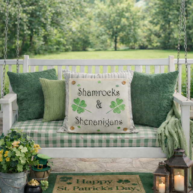 GLITTER PANEL ONLY: SQUARE, Irish Kisses & Shamrock Wishes; Spring St. Patrick's Day, SHAMROCKS & SHENANIGANS