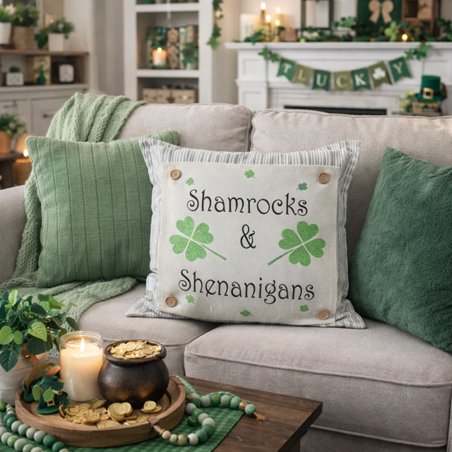 GLITTER PANEL ONLY: SQUARE, Irish Kisses & Shamrock Wishes; Spring St. Patrick's Day, SHAMROCKS & SHENANIGANS
