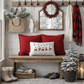 PILLOW ONLY (with fluffy insert): Farmhouse Gray/White Ticking Stripes: RECTANGLE GRAY/WHITE STRIPES TICKING  PILLOW (with insert)
