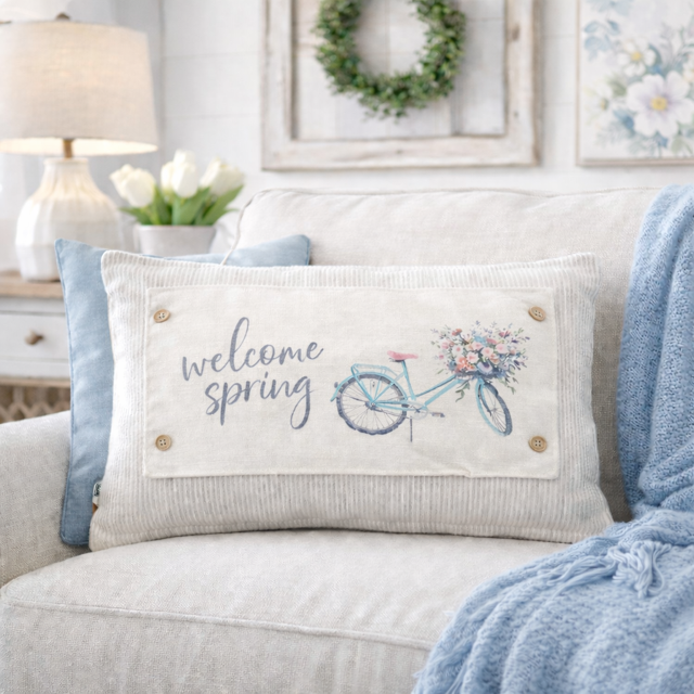 PILLOW ONLY (with fluffy insert): Farmhouse Gray/White Ticking Stripes: RECTANGLE GRAY/WHITE STRIPES TICKING  PILLOW (with insert)