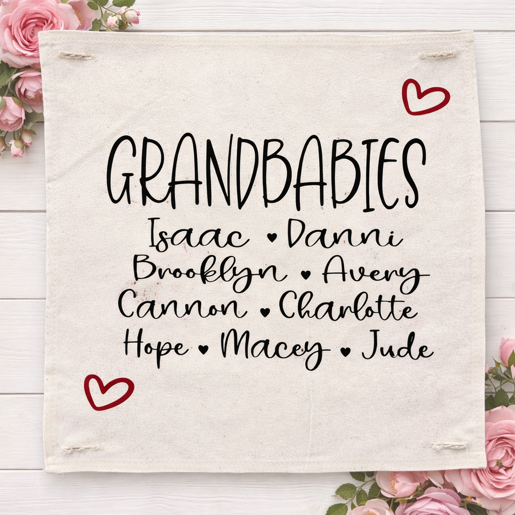 PANEL ONLY: SQUARE Custom Memory SQUARE PANEL: Grandkids/Nana/Mimi/Aunt Name/Grandma Mother's Day Mom Gift, GRANDBABIES PANEL