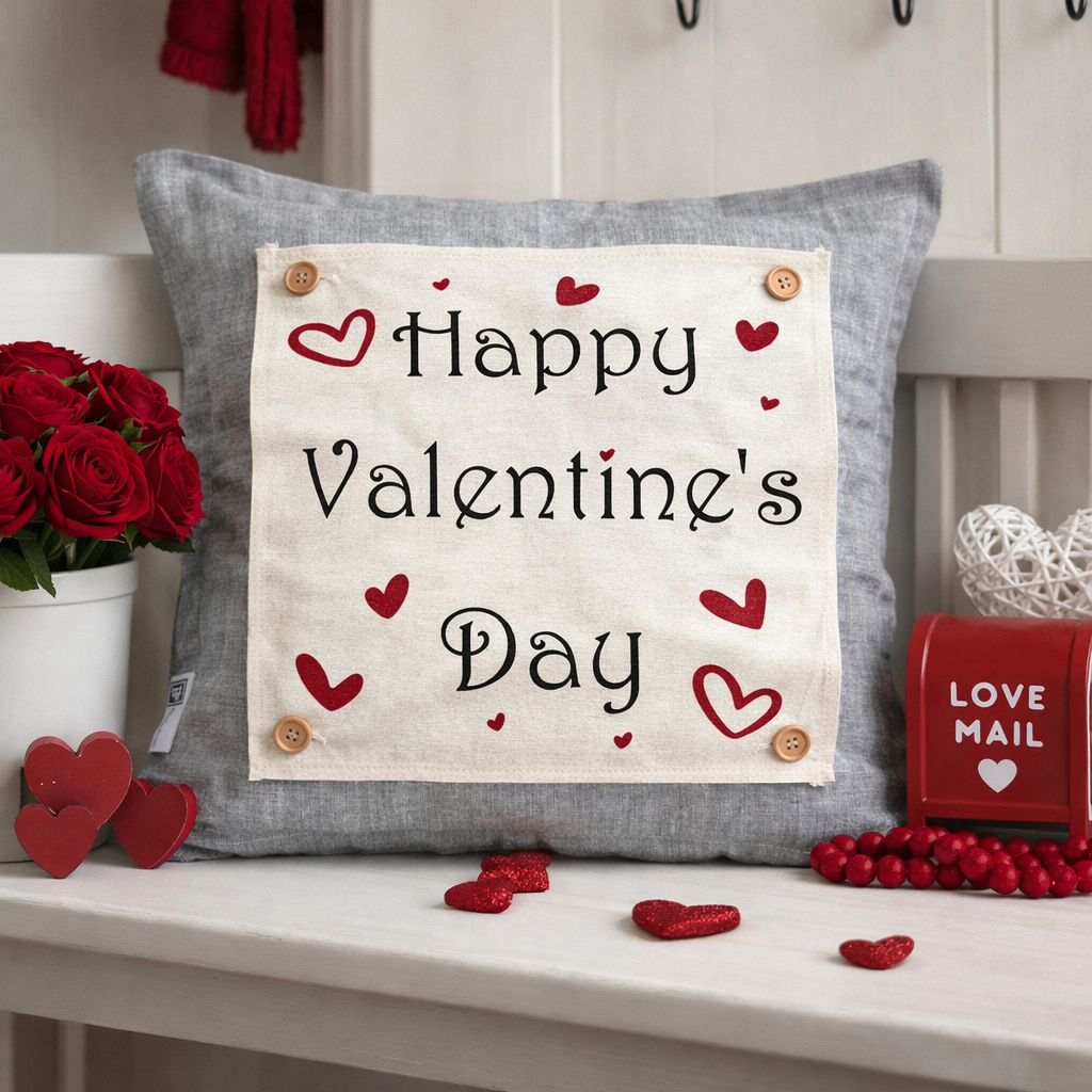 GLITTER PANEL ONLY:  SQUARE Glitter Holiday Panel: Winter, Cherry Pink, Love, Spouse, Partner; SQUARE PINK HAPPY VALENTINE'S DAY