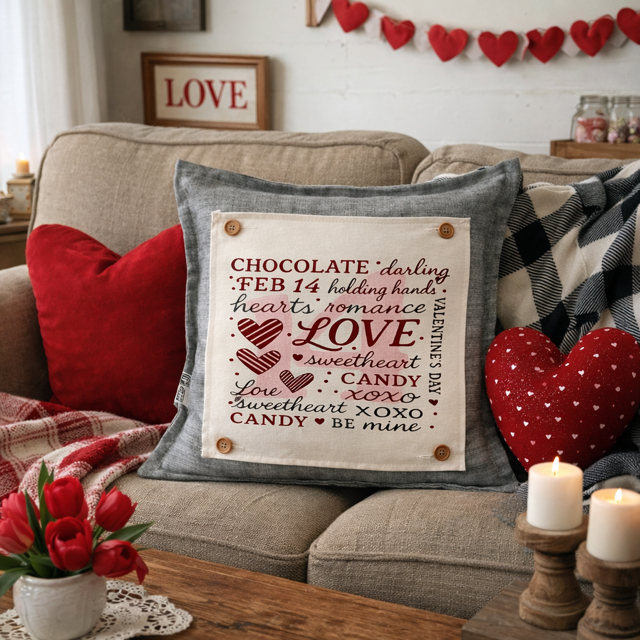 MISFIT PANEL ONLY: SQUARE Holiday Pure & Simple Aesthetic Classy Clean Boho Heart Cursive Honest Natural Love Winter, Valentine's, Hearts, Red, Pink: SQUARE VALENTINE'S SUBWAY WORD ART