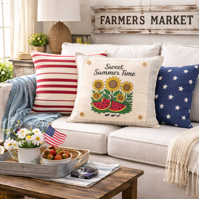 PANEL ONLY: SQUARE Entry, Garden, Between Holidays, House Warming, Host, sunflowers, watermelon, Summer; SWEET SUMMER TIME
