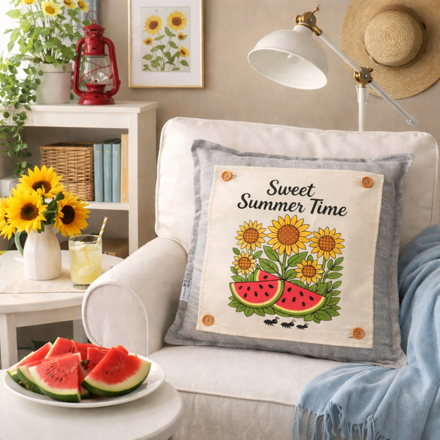 PANEL ONLY: SQUARE Entry, Garden, Between Holidays, House Warming, Host, sunflowers, watermelon, Summer; SWEET SUMMER TIME